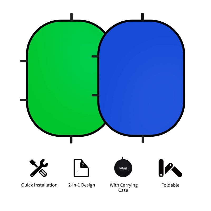 Selens 59x39.3 inches Green Screen Backdrop for Photography, 2-in-1 Collapsible Backdrop with Carry Bag for YouTube Videos Photo Studio Props - Image 2